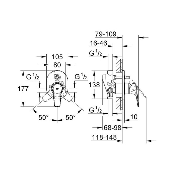 Змішувач прихованого монтажу для ванни/душу Grohe Bau Flow 29045000