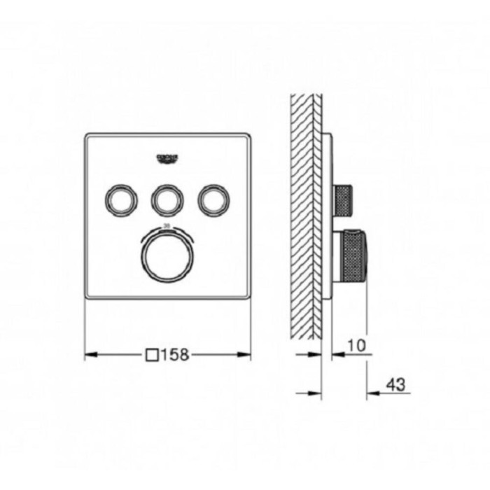 Змішувач прихованого монтажу Grohe Grohtherm SmartControl 29126000 з термостатом (зовнішня частина) Змішувач прихованого монтажу Grohe Grohtherm SmartControl 29126000 з термостатом (зовнішня частина)