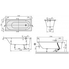 Ванна кварилова Villeroy&Boch Oberon uBQ170OBE2V-01 170х75 см з ніжками
