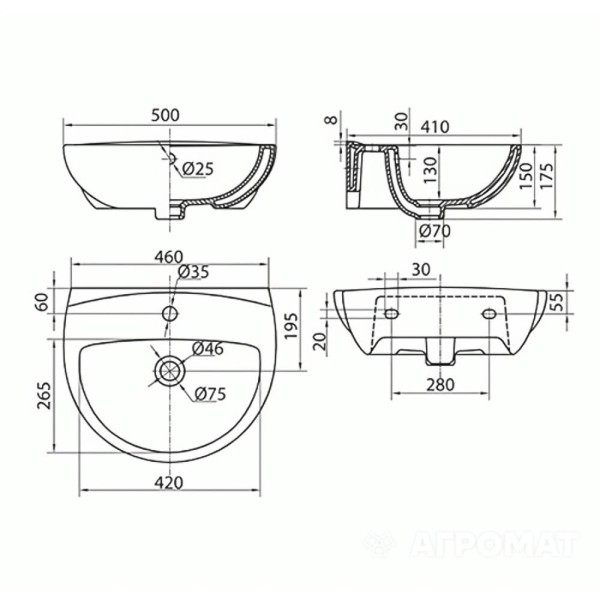 Раковина Kolo Freja L71150 50 см