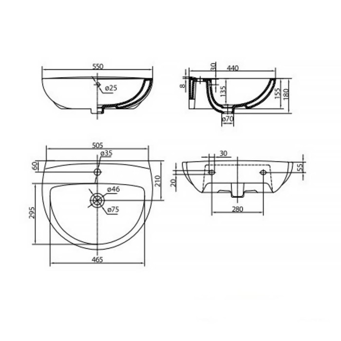 Раковина Kolo Freja L71155 55 см