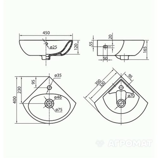 Раковина Kolo Runa L82735 35 см кутова