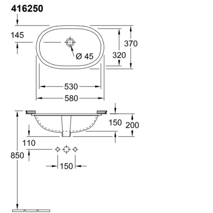 Раковина Villeroy&Boch O.Novo 41625001 53 см під стільницю