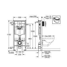 Інсталяція для унітаза Grohe Rapid SL 38929000 з клавішею Arena Cosmopolitan хром