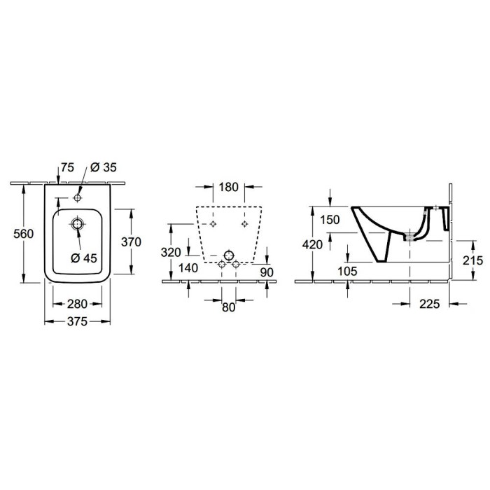 Біде підвісне Villeroy&Boch Finion 446500R1 з покриттям CeramicPlus
