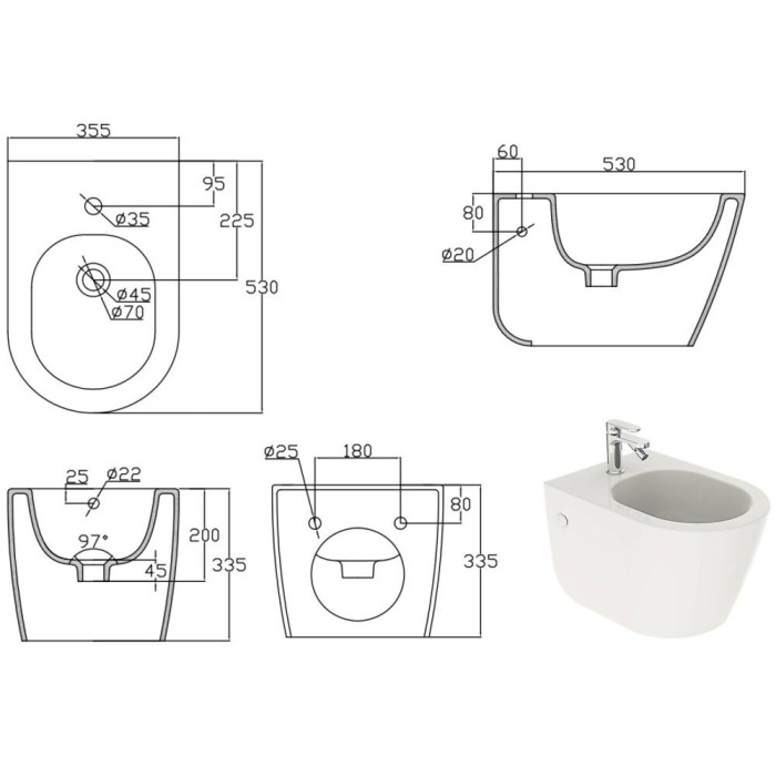 Біде підвісне Devit Laguna 2020110