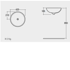 Раковина RAK Ceramics Diana OC72AWHA 42 см на стільницю