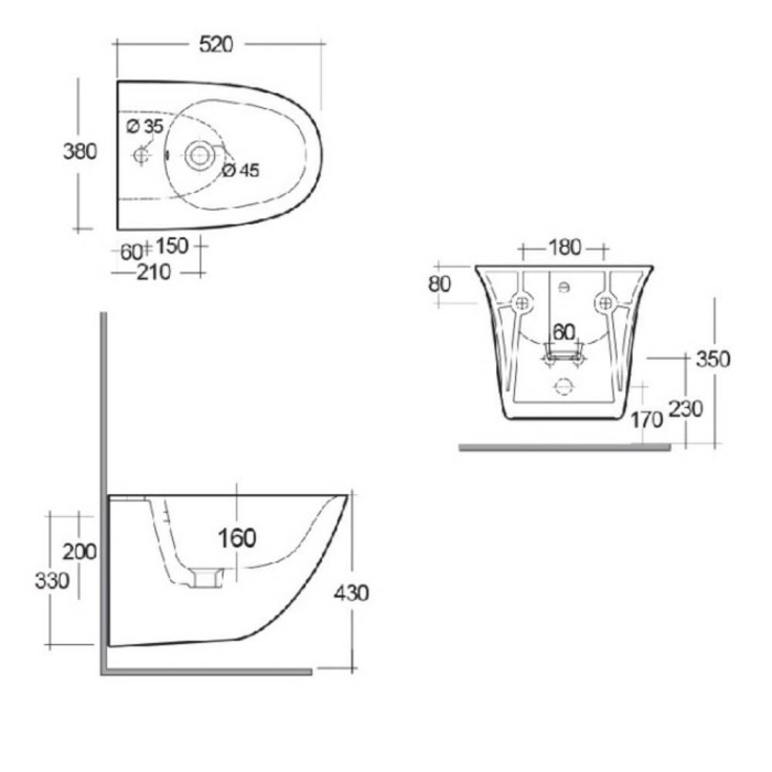 Біде підвісне Rak Ceramics Sensation SENBD2101AWHA