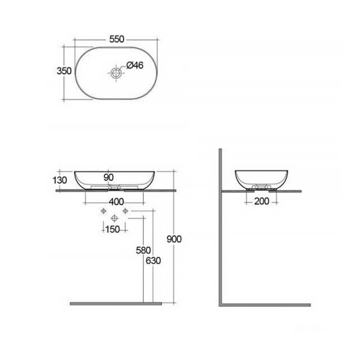 Раковина RAK Ceramics Feeling FEECT5500AWHA 55 см на стільницю Раковина RAK Ceramics Feeling FEECT5500AWHA 55 см на стільницю