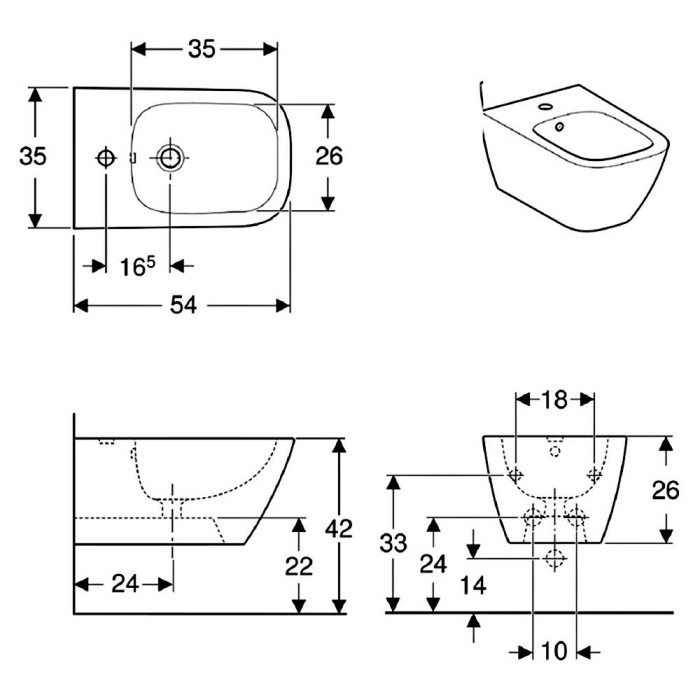 Біде підвісне Geberit Smyle Square 500.209.01.1