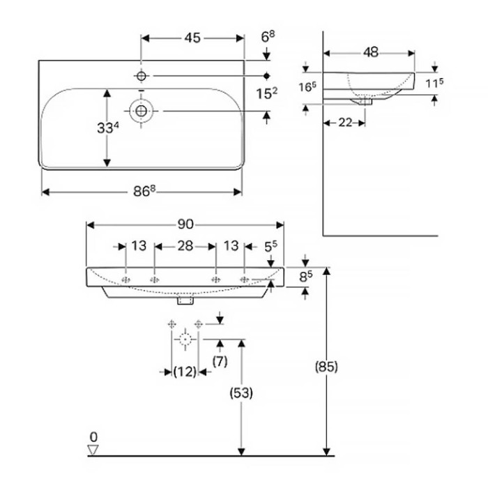 Раковина Geberit Smyle Square 500.251.01 90 см
