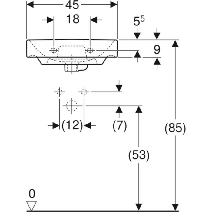 Раковина Geberit Smyle Square 500.222.01.1 45 см
