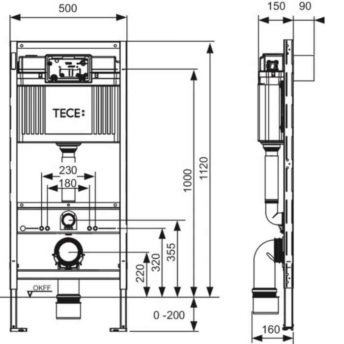 Інсталяція для унітаза TECE Base 9400405 4в1 з клавішею TECEambia хром
