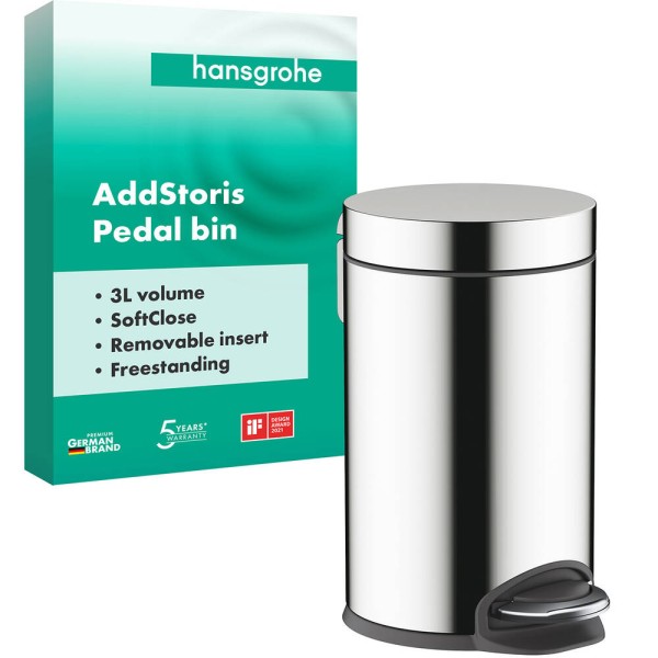 Відро для сміття Hansgrohe AddStoris 41775000 3 л з педаллю, хром
