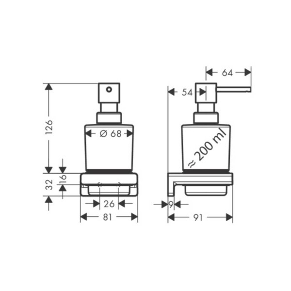 Дозатор для рідкого мила Hansgrohe AddStoris 41745670 з тримачем, чорний матовий