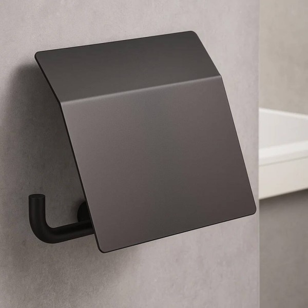 Тримач для туалетного паперу Hansgrohe AddStoris 41753670 з кришкою чорний матовий