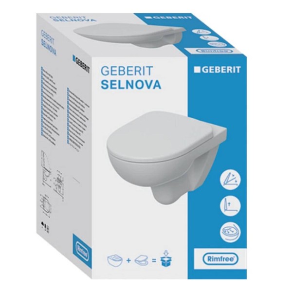 Унітаз підвісний Geberit Selnova Rimfree 501.751.00.1 із сидінням Soft Close