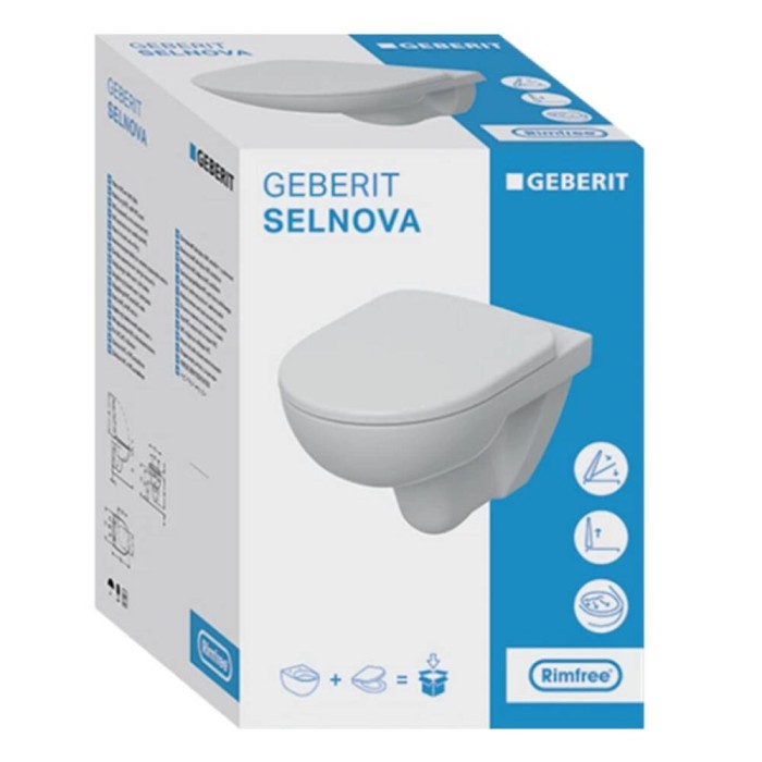 Унітаз підвісний Geberit Selnova Rimfree 501.751.00.1 із сидінням Soft Close