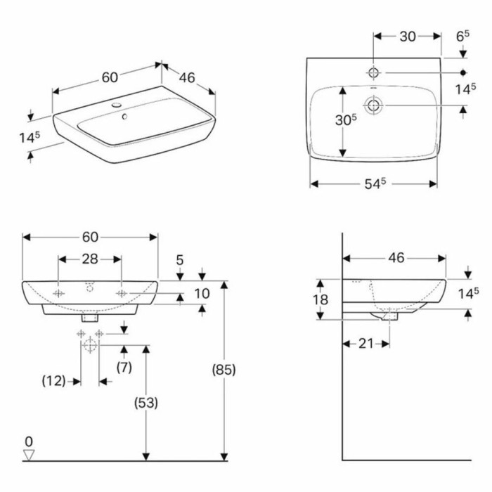 Раковина Geberit Selnova Square 500.300.01.7 60 см