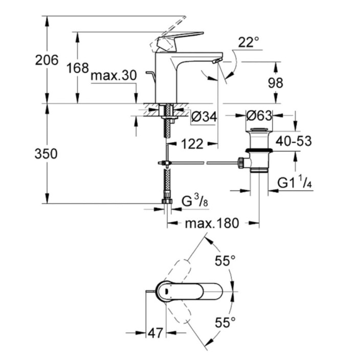 Змішувач для раковини Grohe Eurosmart Cosmopolitan 23325000 хром Змішувач для раковини Grohe Eurosmart Cosmopolitan 23325000 хром