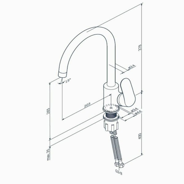 Змішувач для кухні АМ.РМ Like F80E07133 білий камінь