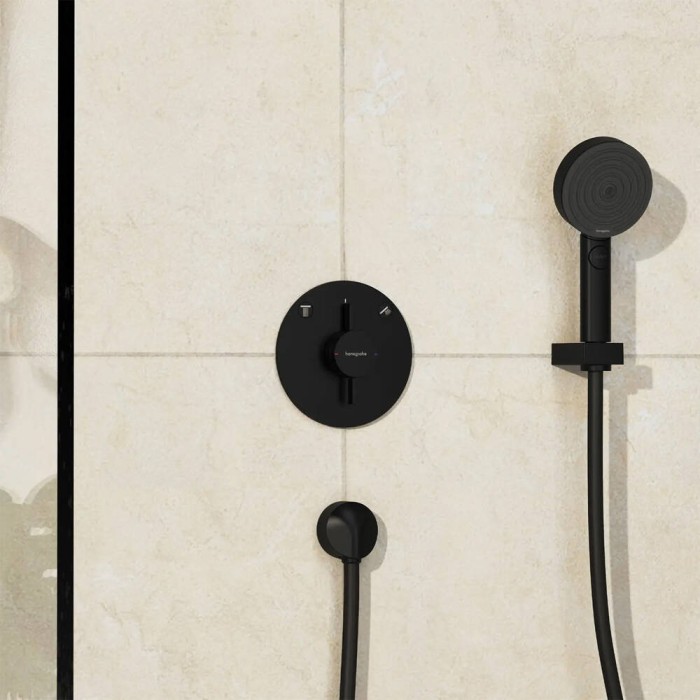 Змішувач прихованого монтажу для душу Hansgrohe DuoTurn S 75418670 на 2 споживачі, чорний матовий (зовнішня частина)