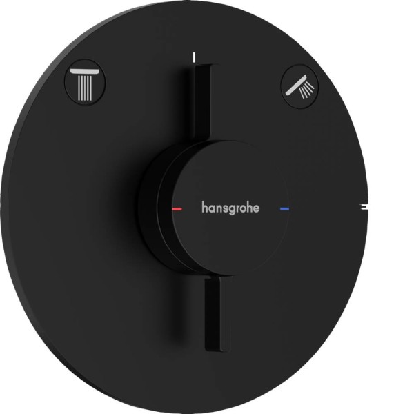 Змішувач прихованого монтажу для душу Hansgrohe DuoTurn S 75418670 на 2 споживачі, чорний матовий (зовнішня частина)