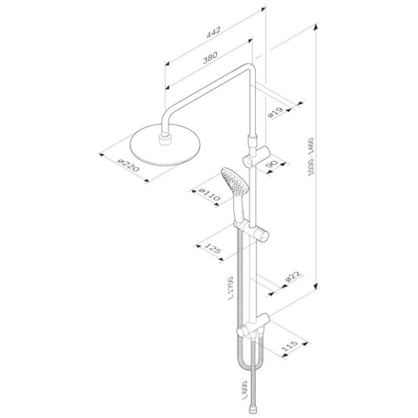 Душова система AM.PM Gem ShowerSpot F0790022 чорний