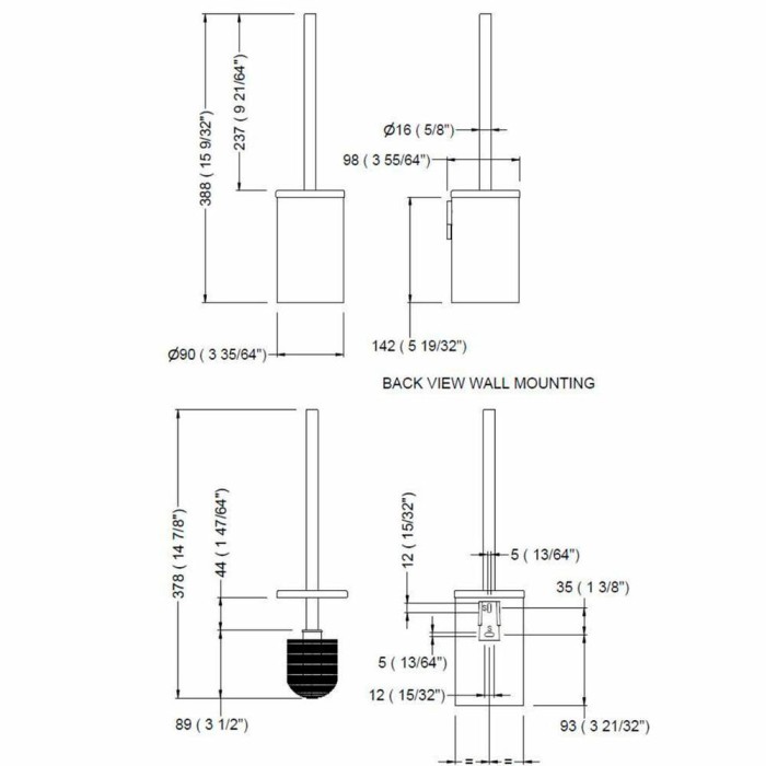 Щітка для унітазу GENWEC Nimbus GW05 79 04 03 чорний матовий