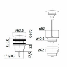 Донний клапан для раковини Paffoni ZSCA050NO 1”1/4 “ Clic-Clac, чорний матовий