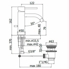 Змішувач для раковини Paffoni LIGHT LIG075NO з донним клапаном, чорний матовий