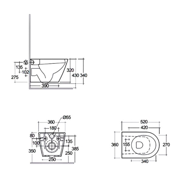 Унітаз підвісний RAK Ceramics FEELING RSTSC3901504 + RST23504A безобідковий із сидінням Soft Close