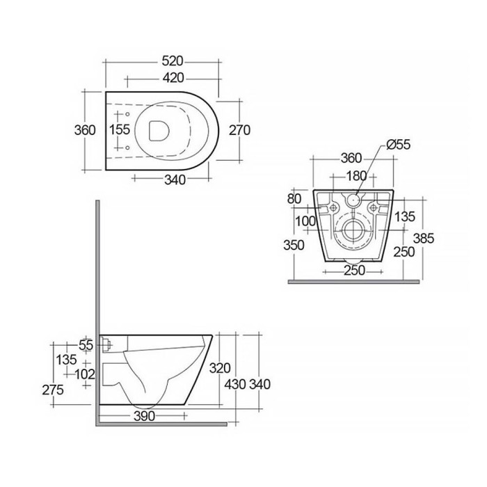 Унітаз підвісний RAK Ceramics Feeling RST23500A + RSTSC3901500 безобідковий з кришкою SLIM Soft Close
