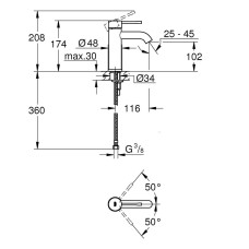 Змішувач для раковини Grohe Essence 24172KF1 S-розмір, чорний матовий