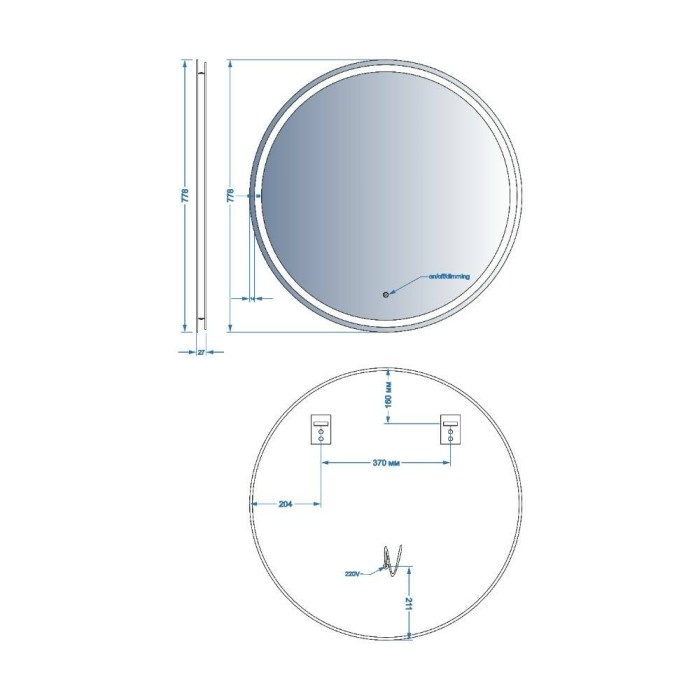 Дзеркало Devit AllRound 5501080 кругле з LED підсвіткою та тачсенсором 778x778 мм