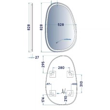 Дзеркало Devit Style 5415080 асиметричне з LED підсвіткою та тачсенсором 800х500 мм