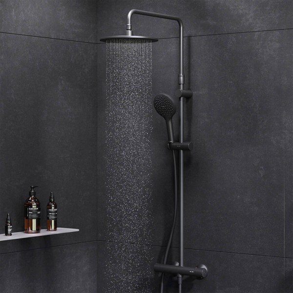 Душова система AM.PM Like F0780422 ShowerSpot з термостатом, чорний матовий
