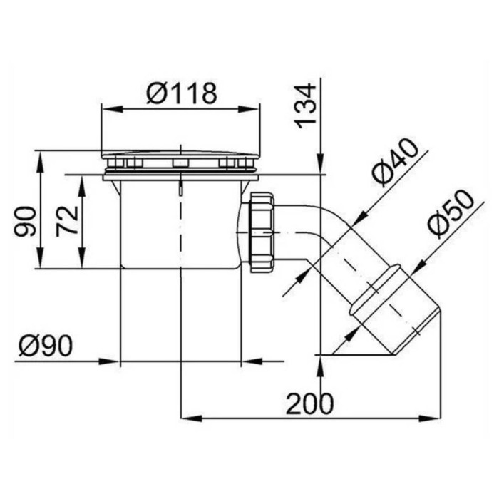 Сифон для душового піддону Styron STY-401-B, 90 мм з гідрозатвором, накладка чорний мат