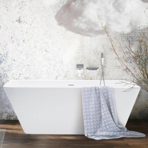 Ванна зі штучного каменю PAA QUADRO VAQUAWAS/00 Silkstone 160х75 см, пристінна, білий мат