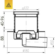 Двокорпусний трап MCH C 425 XL з горизонтальним підключенням DN50, h 113-169мм, під плитку
