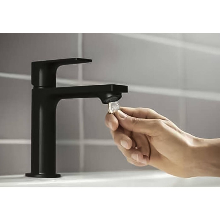 Змішувач для раковини Hansgrohe Rebris E 72589670 110 CoolStart EcoSmart+ чорний матовий