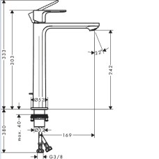 Змішувач для раковини Hansgrohe Rebris E 72591000 240 CoolStart EcoSmart+ з донним клапаном