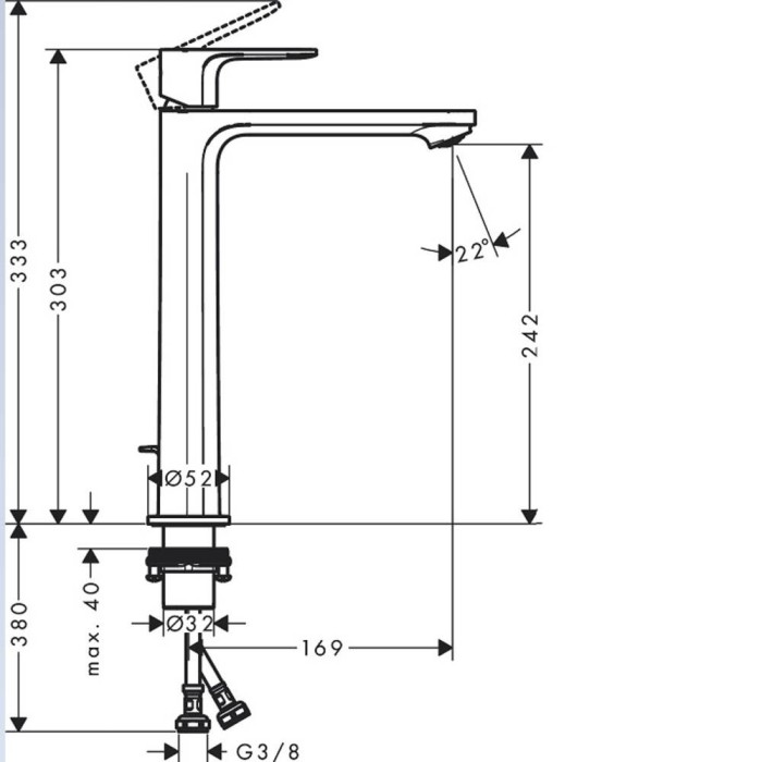 Змішувач для раковини Hansgrohe Rebris E 72591000 240 CoolStart EcoSmart+ з донним клапаном Змішувач для раковини Hansgrohe Rebris E 72591000 240 CoolStart EcoSmart+ з донним клапаном