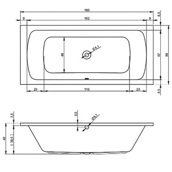 Ванна акрилова Devit Comfort 18080345 180x80 см біла з ніжками 207093
