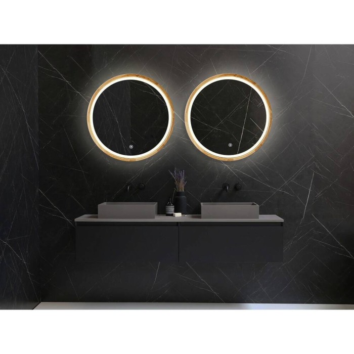 Дзеркало Luxury Wood Perfection Slim з LED підсвіткою, дуб натуральний, сенсорна кнопка-димер, 850х850мм