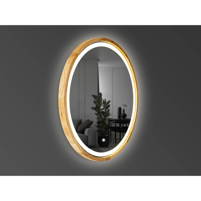 Дзеркало Luxury Wood Perfection Slim з LED підсвіткою, дуб натуральний, сенсорна кнопка-димер, 850х850мм