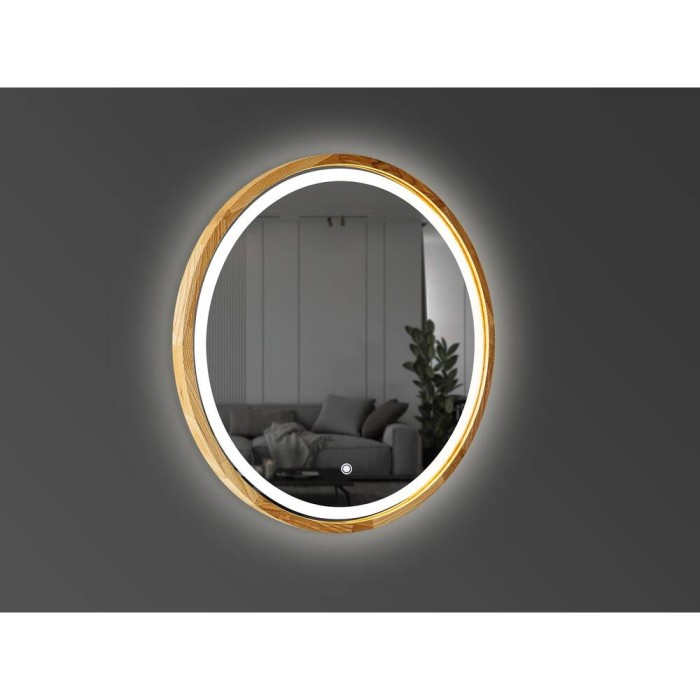Дзеркало Luxury Wood Perfection Slim з LED підсвіткою, дуб натуральний, сенсорна кнопка-димер, 850х850мм