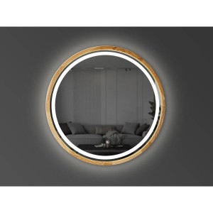 Дзеркало Luxury Wood Perfection Slim з LED підсвіткою, дуб натуральний, сенсорна кнопка-димер, 850х850мм