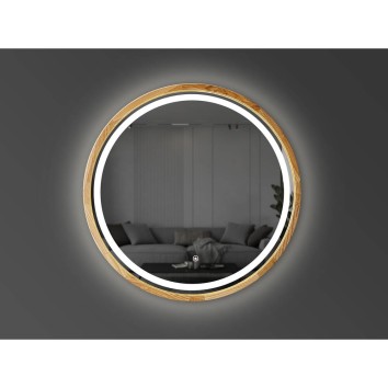 Дзеркало Luxury Wood Perfection Slim з LED підсвіткою, дуб натуральний, сенсорна кнопка-димер, 850х850мм