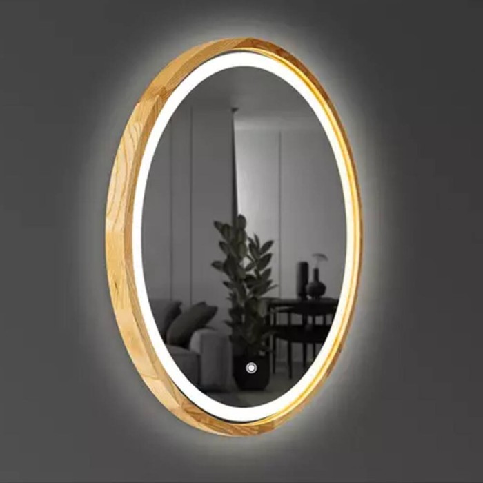 Дзеркало Luxury Wood Perfection Slim з LED підсвіткою, дуб натуральний, сенсорна кнопка-димер,750х750мм